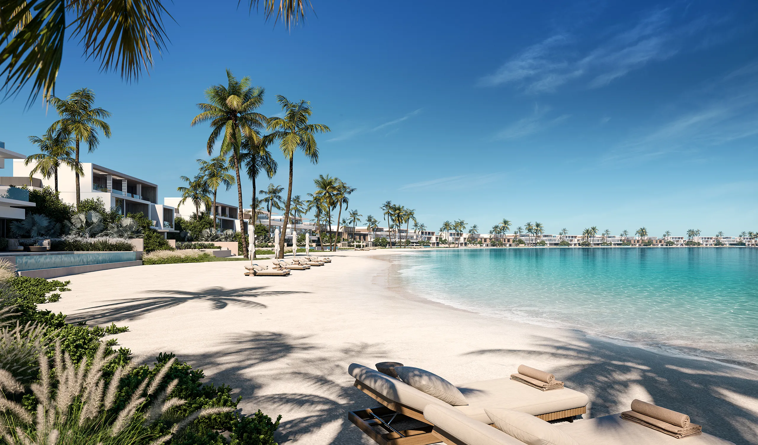 Bay Villas reference aerial of Dubai Islands coastline